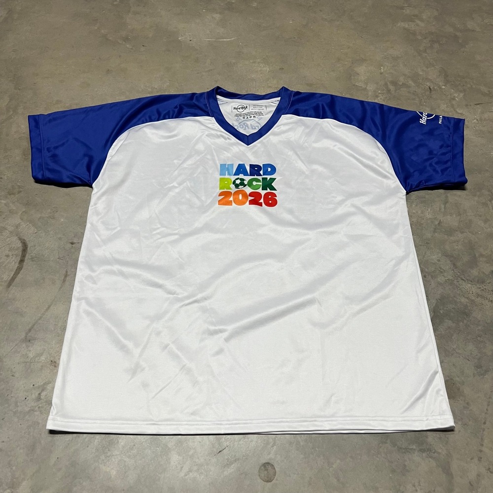 Hard Rock Philadelphia 2026 Soccer Jersey Mens XXL White Blue Rare Event Shirt